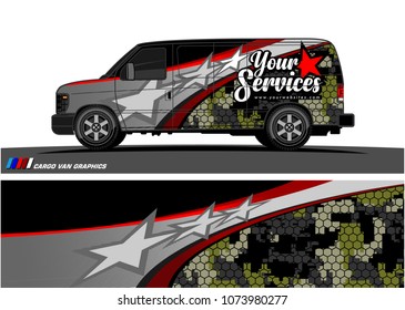 Van Graphic vector. abstract curved shape with camouflage background