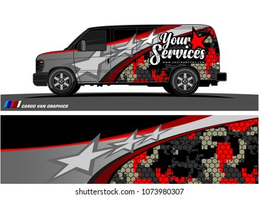 Van Graphic vector. abstract curved shape with camouflage background