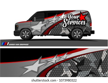 Van Graphic vector. abstract curved shape with camouflage background