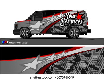 Van Graphic vector. abstract curved shape with camouflage background