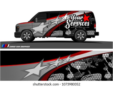 Van Graphic vector. abstract curved shape with camouflage background