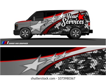 Van Graphic vector. abstract curved shape with camouflage background