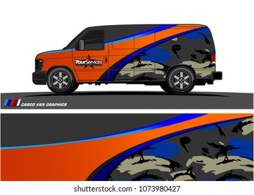 Van Graphic vector. abstract curved shape with camouflage background