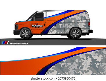 Van Graphic vector. abstract curved shape with camouflage background