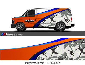 Van Graphic vector. abstract curved shape with camouflage background