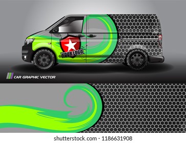 Van Graphic vector. abstract curved shape with camouflage background