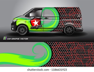 Van Graphic vector. abstract curved shape with camouflage background
