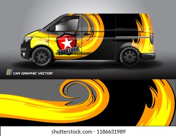 Van Graphic vector. abstract curved shape with camouflage background