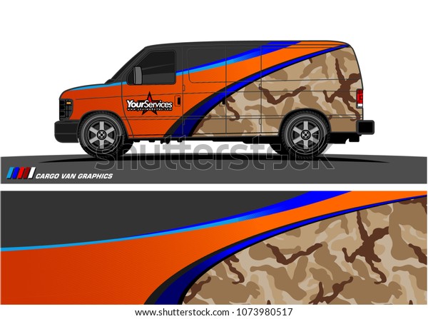 Van Graphic vector. abstract curved shape with\
camouflage background
