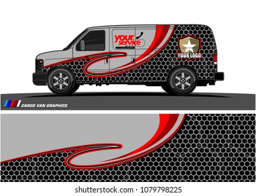 Van Graphic vector design. abstract curved shape with camouflage background for car wrapping and vehicle branding 
