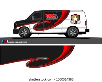 Van Graphic vector design. abstract curved shape with camouflage background for car wrapping and vehicle branding 
