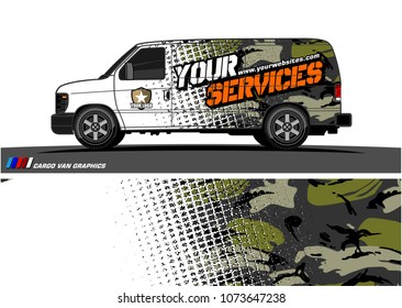 Van Graphic vector for vinyl wrap. Abstract grunge with camouflage background