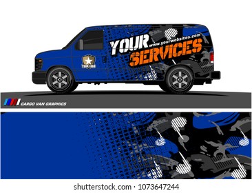 Van Graphic vector for vinyl wrap. Abstract grunge with camouflage background