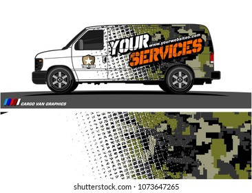 Van Graphic vector for vinyl wrap. Abstract grunge with camouflage background