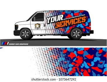 Van Graphic vector for vinyl wrap. Abstract grunge with camouflage background