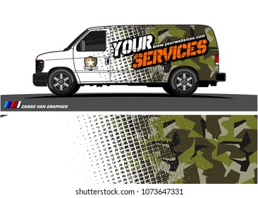 Van Graphic vector for vinyl wrap. Abstract grunge with camouflage background