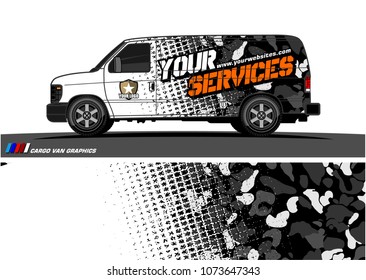 Van Graphic vector for vinyl wrap. Abstract grunge with camouflage background