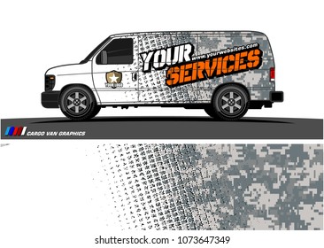 Van Graphic vector for vinyl wrap. Abstract grunge with camouflage background