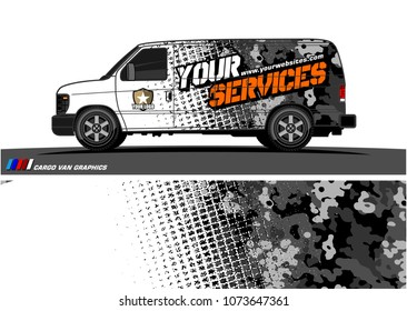 Van Graphic vector for vinyl wrap. Abstract grunge with camouflage background