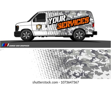Van Graphic vector for vinyl wrap. Abstract grunge with camouflage background