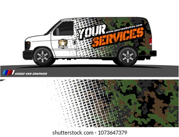 Van Graphic vector for vinyl wrap. Abstract grunge with camouflage background