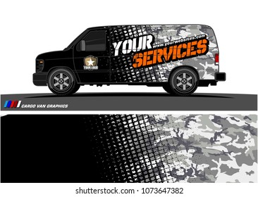 Van Graphic vector for vinyl wrap. Abstract grunge with camouflage background