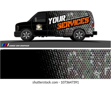 Van Graphic vector for vinyl wrap. Abstract grunge with camouflage background
