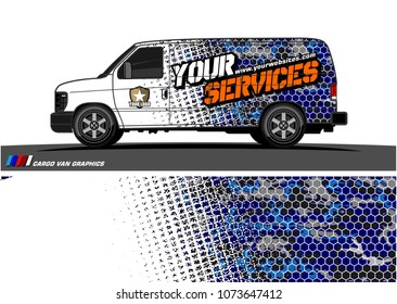 Van Graphic vector for vinyl wrap. Abstract grunge with camouflage background