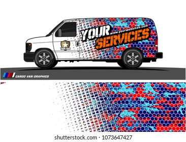 Van Graphic vector for vinyl wrap. Abstract grunge with camouflage background