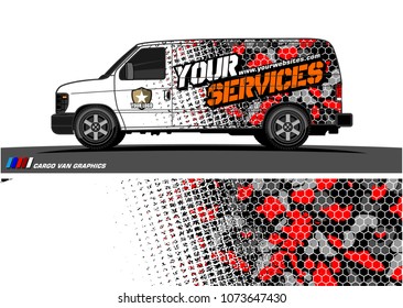 Van Graphic vector for vinyl wrap. Abstract grunge with camouflage background