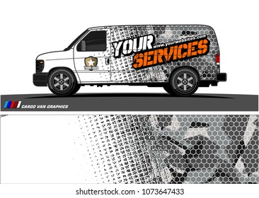 Van Graphic vector for vinyl wrap. Abstract grunge with camouflage background