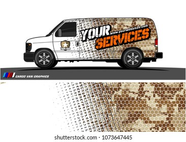 Van Graphic vector for vinyl wrap. Abstract grunge with camouflage background