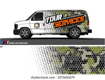 Van graphics design. abstract grunge with camouflage background for vehicle vinyl wrap