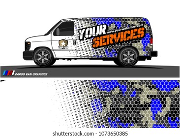 Van graphics design. abstract grunge with camouflage background for vehicle vinyl wrap