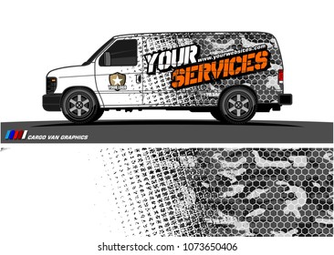 Van graphics design. abstract grunge with camouflage background for vehicle vinyl wrap