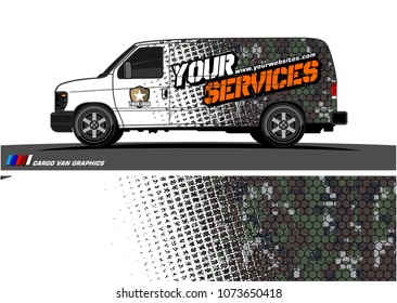 Van graphics design. abstract grunge with camouflage background for vehicle vinyl wrap