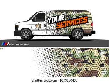 Van graphics design. abstract grunge with camouflage background for vehicle vinyl wrap
