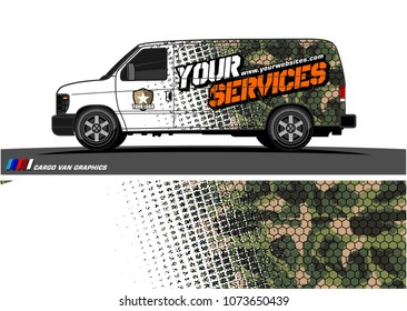 Van graphics design. abstract grunge with camouflage background for vehicle vinyl wrap