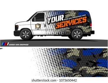 Van graphics design. abstract grunge with camouflage background for vehicle vinyl wrap