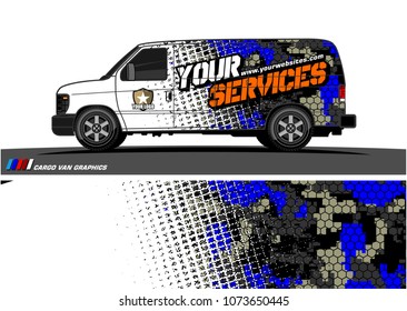Van graphics design. abstract grunge with camouflage background for vehicle vinyl wrap