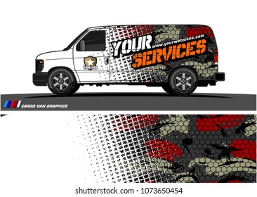 Van graphics design. abstract grunge with camouflage background for vehicle vinyl wrap