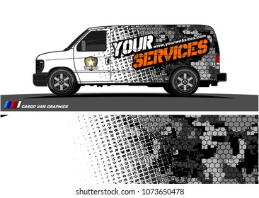 Van graphics design. abstract grunge with camouflage background for vehicle vinyl wrap