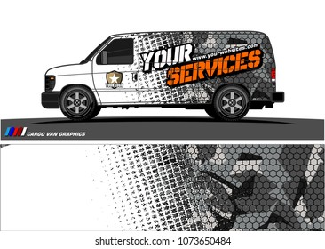 Van graphics design. abstract grunge with camouflage background for vehicle vinyl wrap