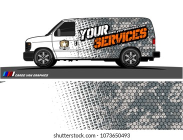 Van graphics design. abstract grunge with camouflage background for vehicle vinyl wrap