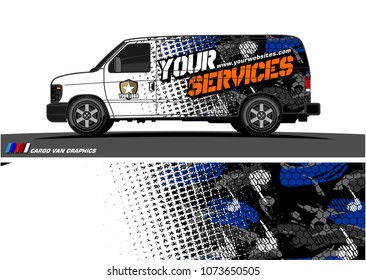 Van graphics design. abstract grunge with camouflage background for vehicle vinyl wrap