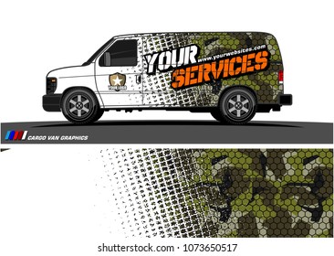 Van graphics design. abstract grunge with camouflage background for vehicle vinyl wrap