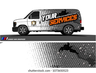 Van graphics design. abstract grunge with camouflage background for vehicle vinyl wrap