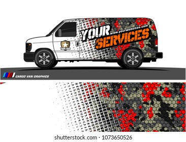Van graphics design. abstract grunge with camouflage background for vehicle vinyl wrap