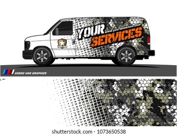 Van graphics design. abstract grunge with camouflage background for vehicle vinyl wrap