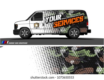 Van graphics design. abstract grunge with camouflage background for vehicle vinyl wrap